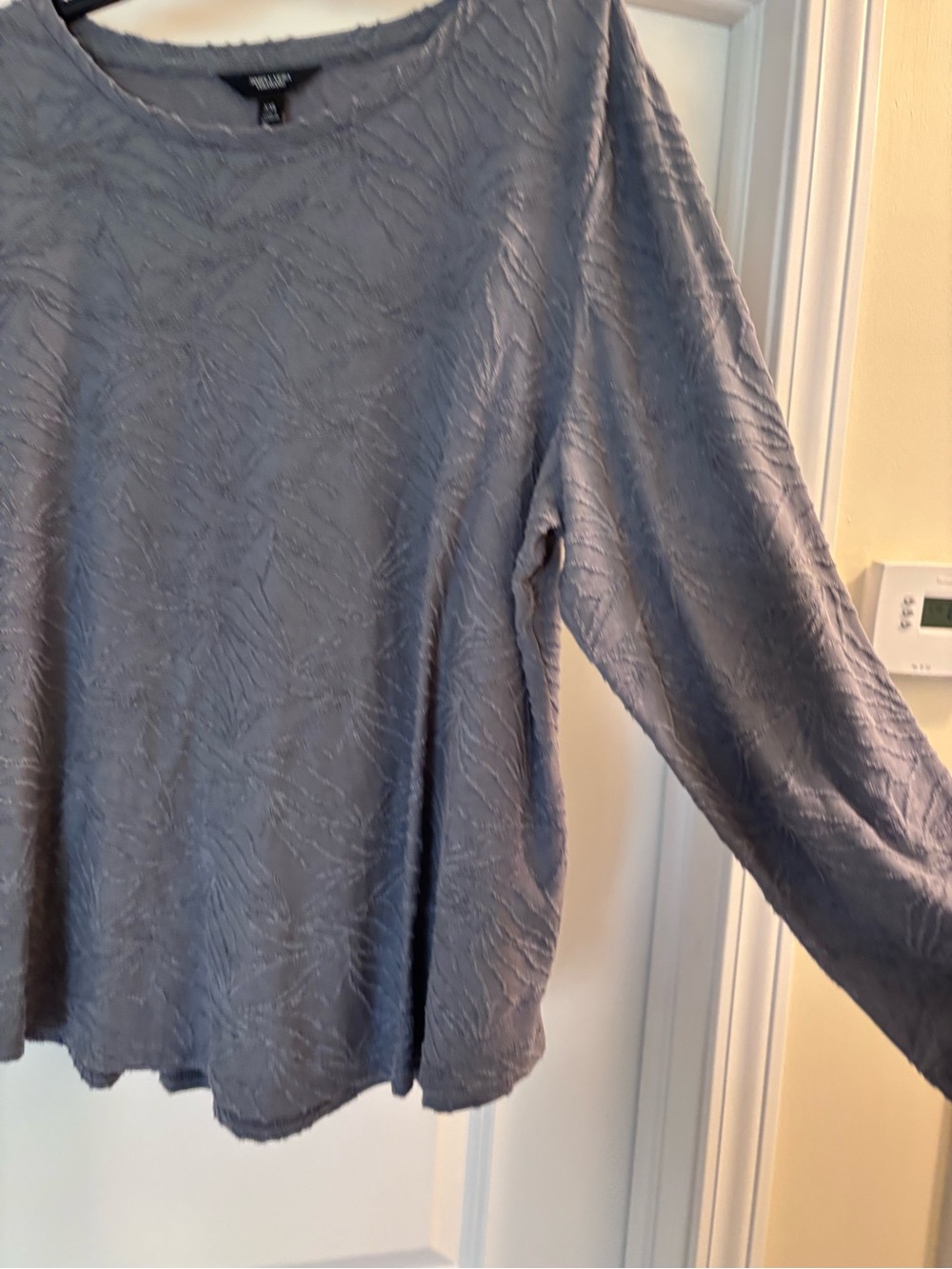 Simply Vera Vera Wang Light Gray Textured Long-Sleeve knit blouse XXL